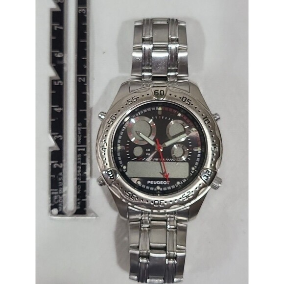 Peugeot Mens Two Toned Watch analog digital needs battery - Picture 10 of 13